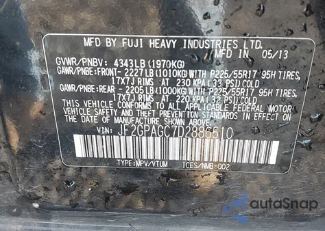 2013 Subaru Xv Crosstrek 2.0I Limited z USA, uszkodzony, nr VIN JF2GPAGC7D2886510